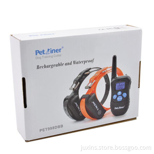 Petrainer PET998DBB-2 300M Back-light Beep Vibration Dog Shock Collar With Remote For 2 Dogs